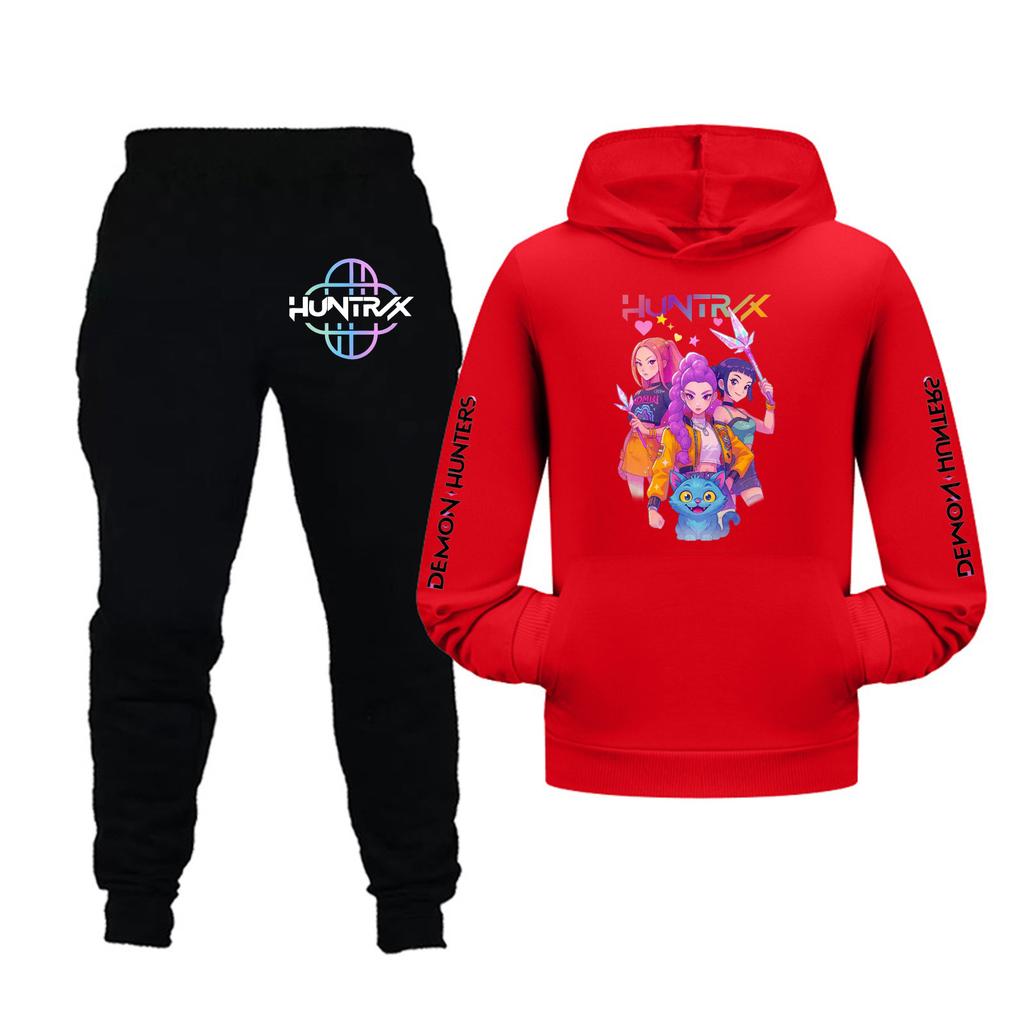 Kids Girls Long Sleeve Hooded Sweatshirt And Pants Set For Toddler And Big Kids 2Pcs Outfits
