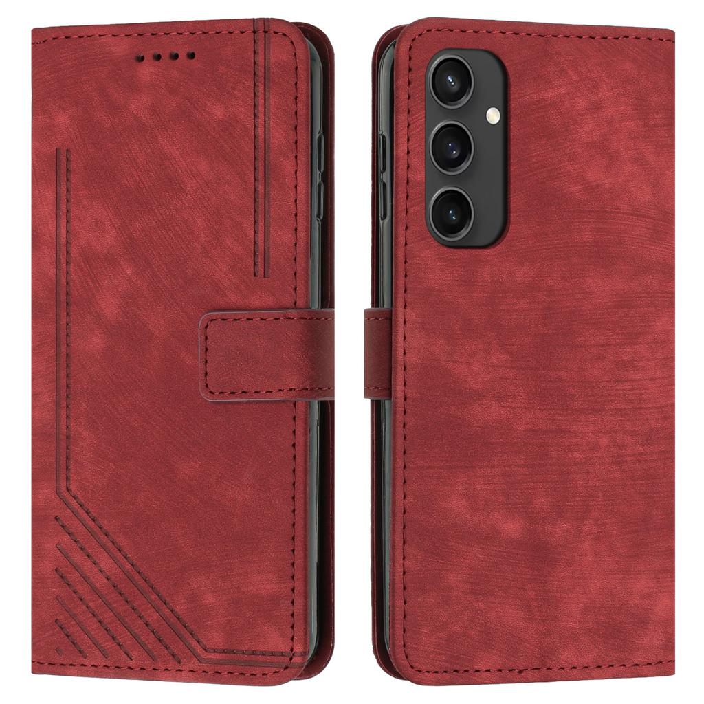 For Samsung Galaxy S24 FE Case Lines Pattern Full Protection Leather Flip Phone Cover