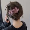 Flower Hair Clips Matte French Hair Barrette Black Floral Hairpins Hair Claw Clips Non-Slip Hair Clamps Grab Elegant Hair