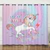 Curtain Flower Unicorn Color Gradual Change 3D Digital Printing Blackout Curtain Punching