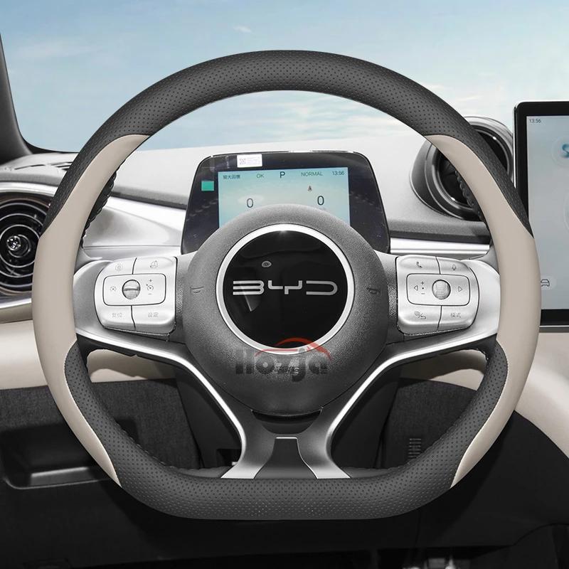 Leder Lenkradbezug für Auto für BYD Atto 3 Yuan Plus TANG Song plus 2022 2023 2024 2025 Kein Nähen von Hand erforderlich Zubehör