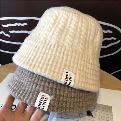 Miękki moherowy kapelusz z dzianiny Vintage damski zimowy kapelusz typu Bucket ciepła czapka rybaka w stylu casual, damska zewnętrzna osłona przeciwsłoneczna czapka przeciwsłoneczna