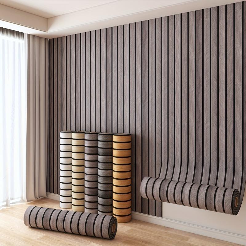 1 Roll Self-adhesive Wall Tiles Stickers Wood Grain Wallpaper Bedroom Kitchen Bathroom Living Room Decor Waterproof Wall Tiles