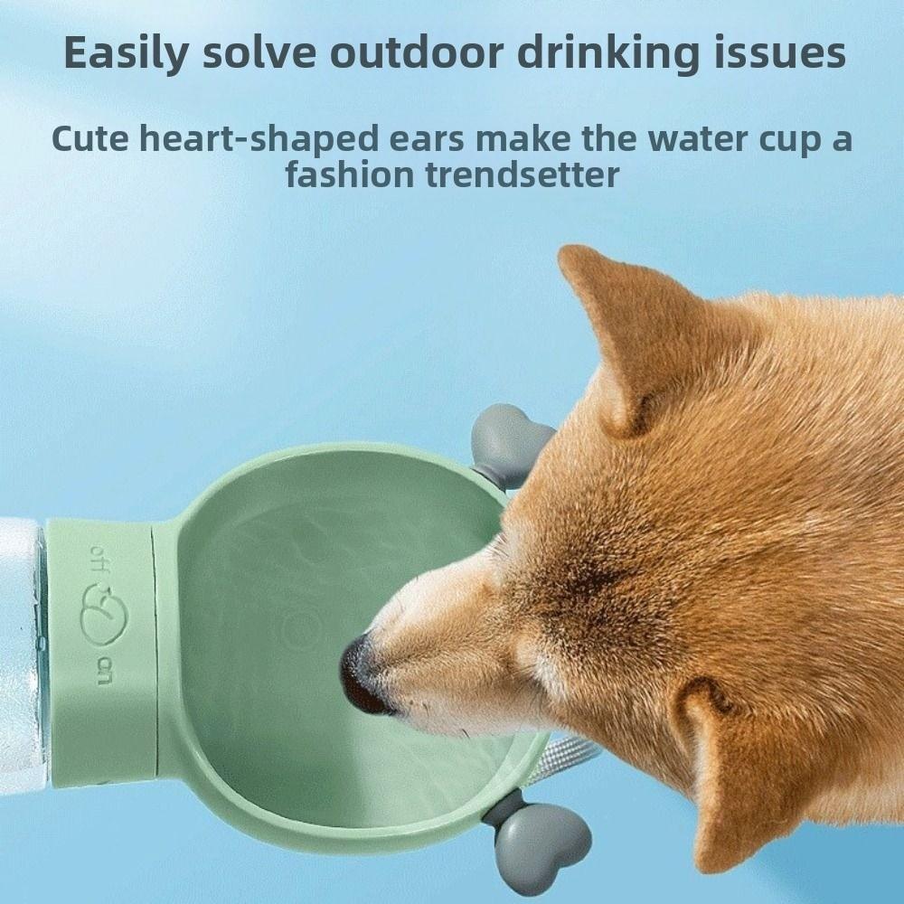 2 In 1 Outdoor Dog Water Bottle Leak-Proof Transparent Pet Feeder Lightweight with Strap Dog Water Dispenser Small Medium Pets