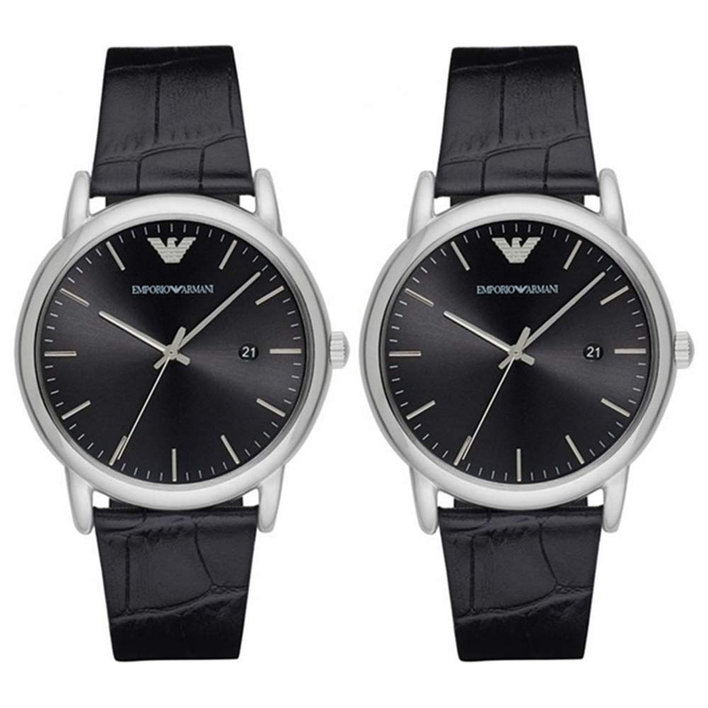 

EMPORIO ARMANI Pair Watch Storage Box Black Leather AR2500AR2500 Watch [Emporio Armani] Men s Women s [Item]