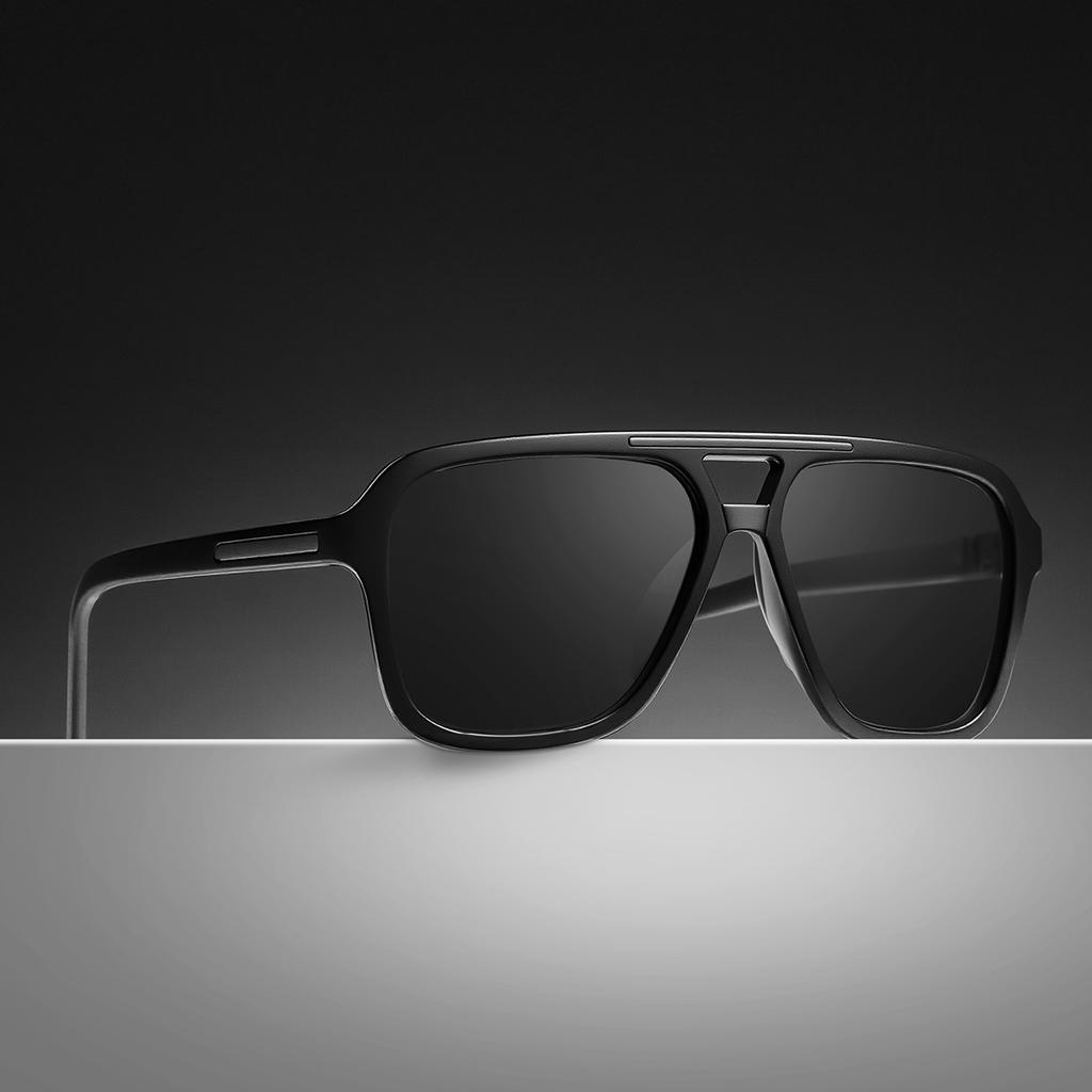 Ruiao Vintage Square UV Protection Outdoor Sunglasses Man Pilot Retro Double Bar Sunglasses Shades For Men Driving Sun Glasses