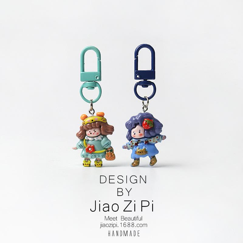 Creative Colorful Dopamine Keychain - Cute Cartoon Pendant for Girls