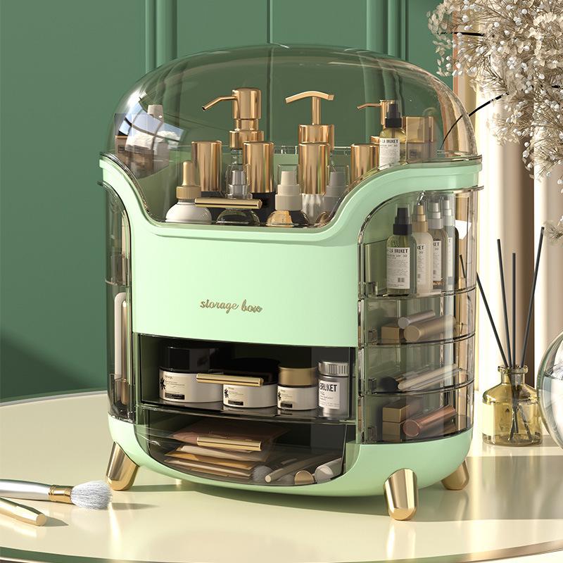 Elegant Dustproof Cosmetic Organizer – High-Capacity Skincare Storage with Light Luxury Design