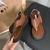 Thick-soled pinch sandals women's 2025 new summer wear pinch-toe beach shoes with skirts fashionable Roman shoes