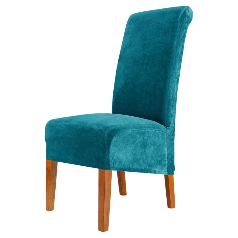 

Stretchable High Back Chair Cover Elegant Velvet Slipcovers for Dining Room Chairs Protects From Wear 1