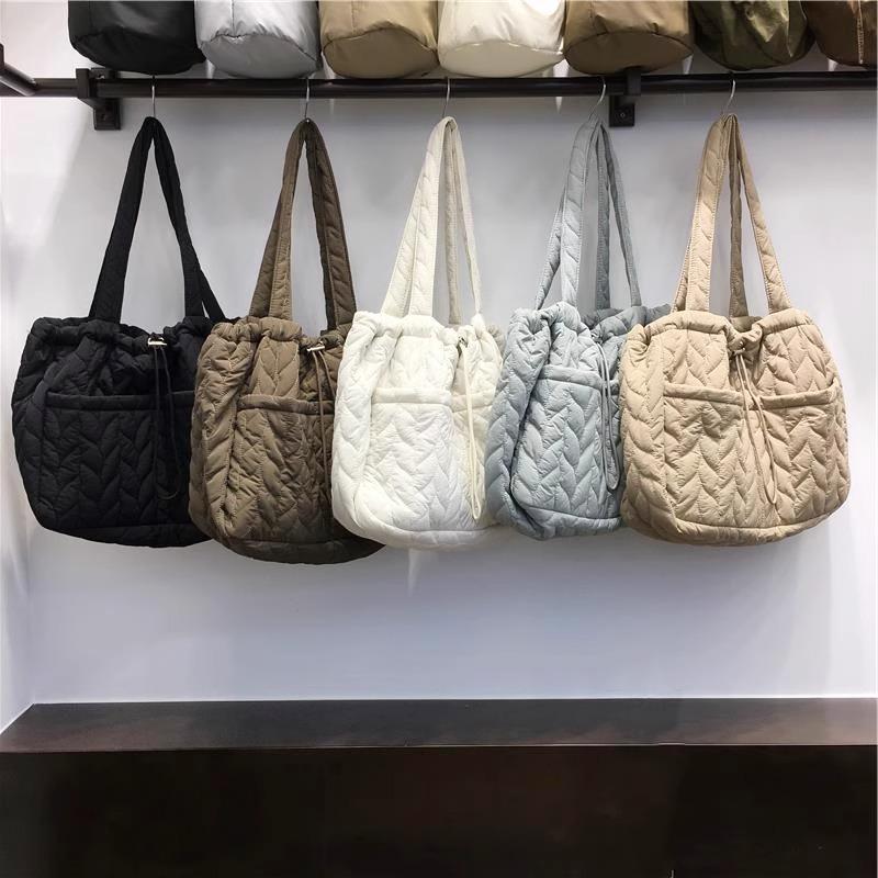 Autumn and winter soft underarm down bag women's large capacity lightweight pleated nylon cotton clothes cloth bag shoulder bag