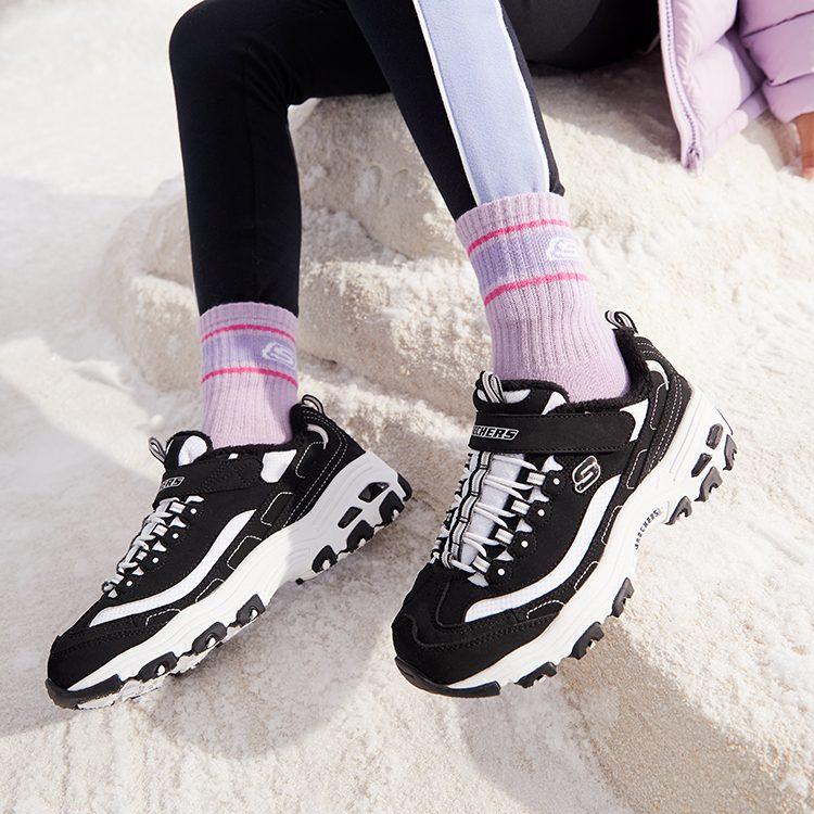 Skechers Abrasion Resistant Cushioning Abrasion Resistant Cushioning Low top Kids Lifestyle Shoes Black White Teenagers 302539L-BKW