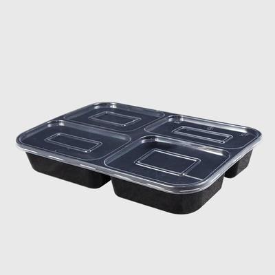 Black Disposable 4-Compartment Meal Prep Containers with Lids