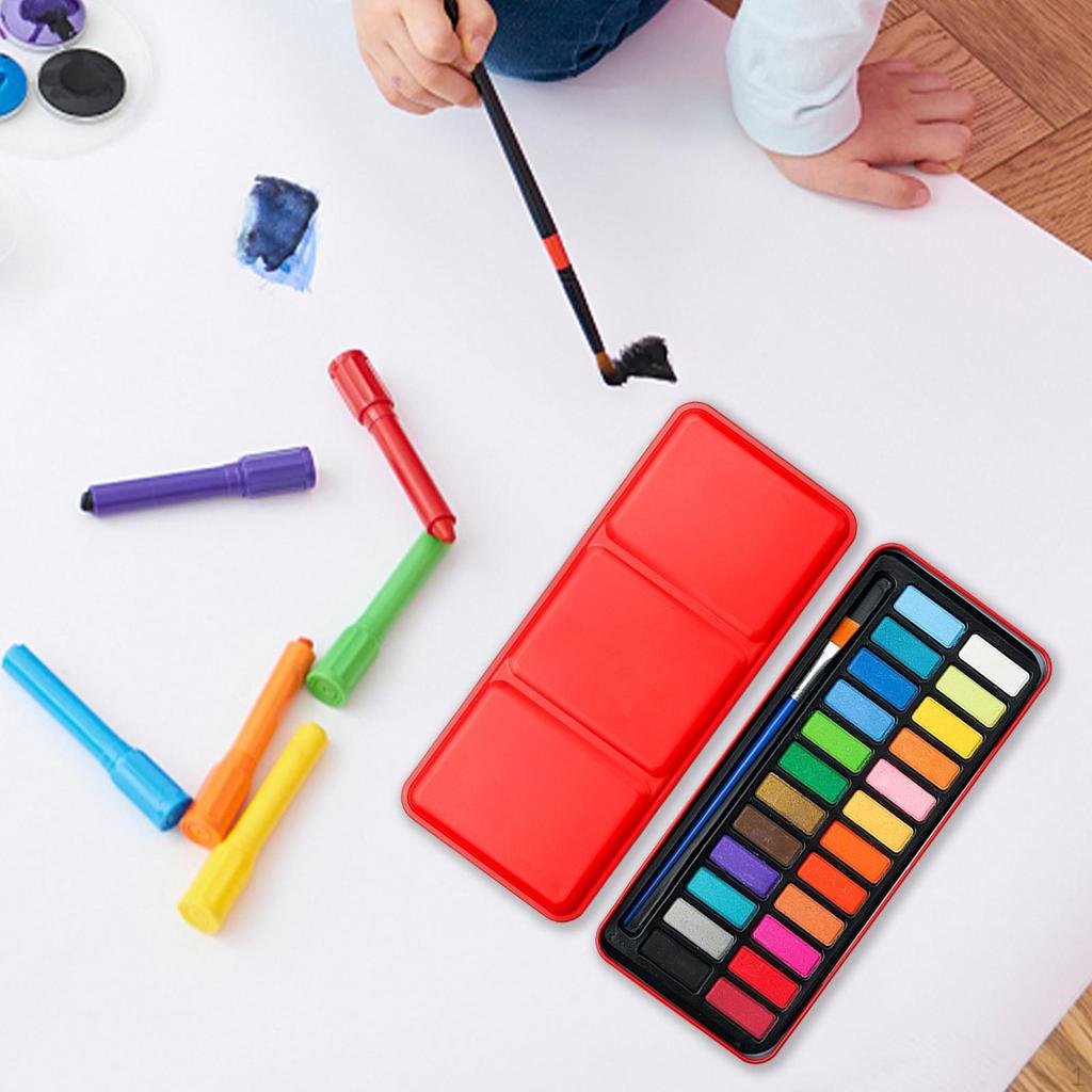 Watercolor Paint Set Washable Water Colors with Brush and Palette for Color Painting