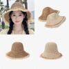 Japanese Style Straw Sun Hat With Irregular Brim For Women Handmade Breathable Beach Hat
