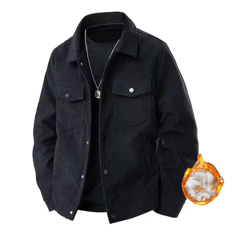 Autumn Winter Jacket Retro Corduroy Jacket for Men with A Lapel Loose Coat