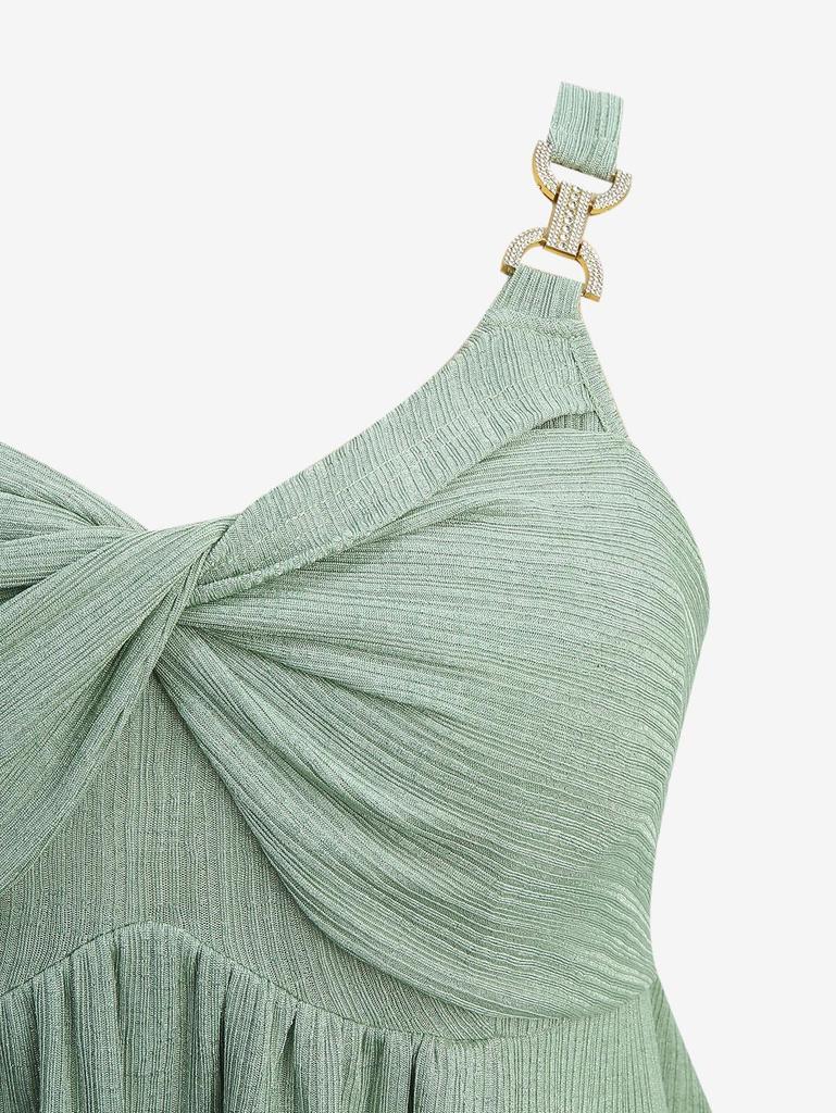 Rosegal Plus Size Ruffles Twist Textured Ribbed Tank Top