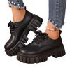 Large Size Muffin Platform Small Leather Shoes Women's British College Style Lace-up Casual Student Leather Shoes