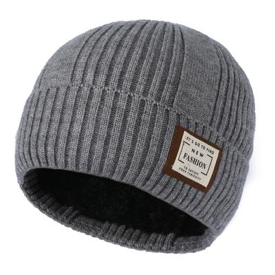 Autumn/Winter Fleece-Lined Knitted Beanie Hat for Men - Thickened, Warm and Casual