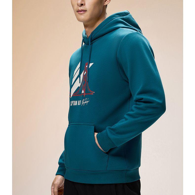 Anta Printed Letter Fleece Hoodie Men Hoodies Sailor-Blue 152341738N-2