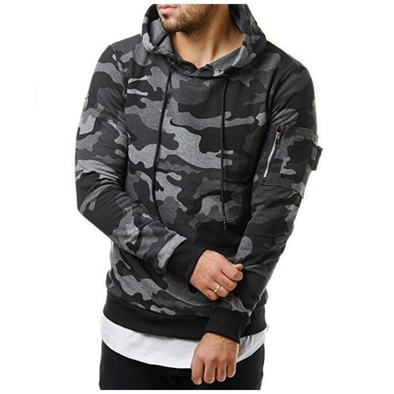 Мужская новая модная камуфляжная толстовка с капюшоном мужская повседневная облегающая толстовка-пуловер M 2195₽