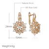 Rose Gold Color Crystal Flower Dangle Earrings For Women Shiny Natural Zircon Ethnic Bride Wedding Fine Jewelry
