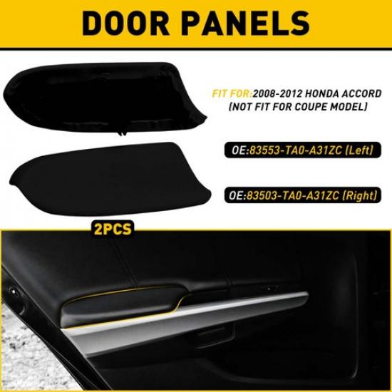 Fit For HONDA Accord 2008-12 Black Front Leather Pair 4Door Panels Armrest Cover