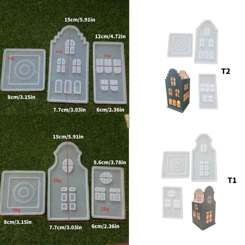 Multipurpose Sturdy Silicone House Candle Holder Mold Set Portable for Resin Plaster Craft Supplies Assorted Sizes