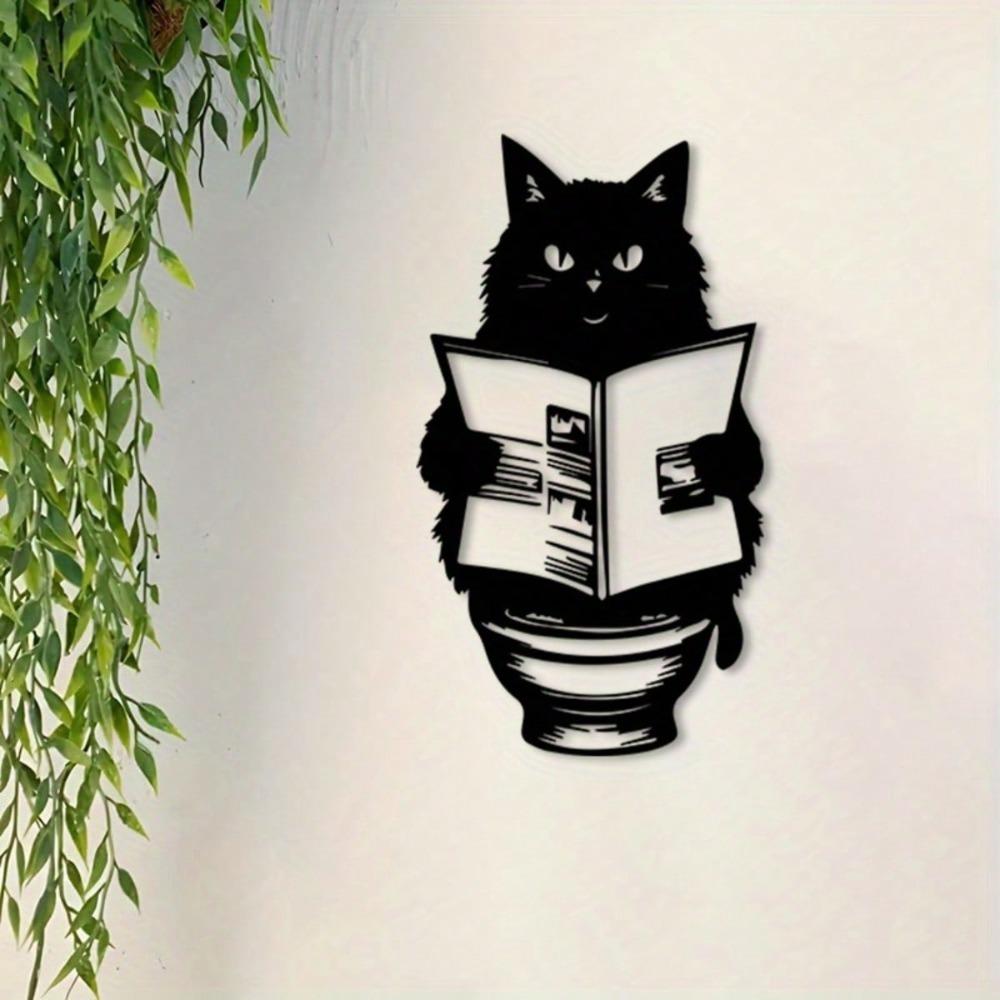 Metal Wall Art Vintage Laundry Cat Statue Rust Resistant Home Decor