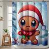 "Cute Gingerbread Man Shower Curtain - Kawaii Christmas Character, Festive Holiday Bathroom Decor For Kids"
