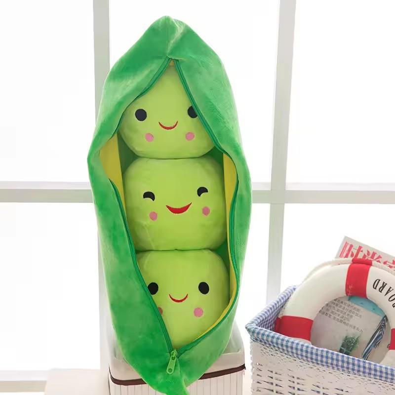 25CM Pea Pod Plush Toy Cute Cartoon Pea Plush Peasecod Stuffed Dolls Toys for Children Christmas Birthday Gift