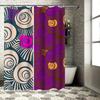 Decorative Shower Curtain Modern Geometric Print with Swirls in Purple, Pink Gold for Bathroom Decorations