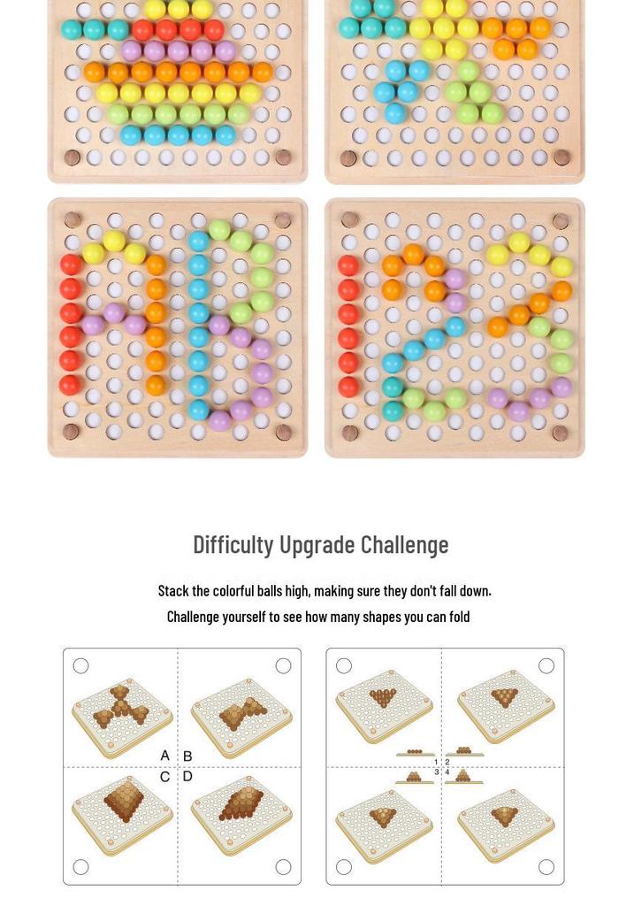 Wooden Children's Bead Puzzle Game Tweezers - Fun Hand-Eye Coordination Toy for Early Education