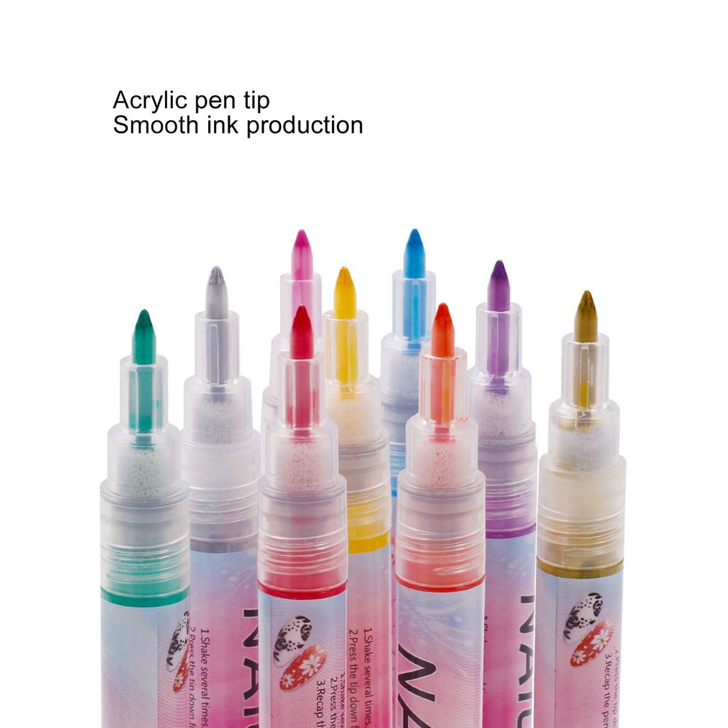12 Farben Nail Art Stifte Set Schnelltrocknend Tragbar Langanhaltend Nagelmalerei Zeichenstifte für Details Linien