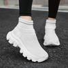 Large size spring new couple shoes fly-woven sports shoes platform women's socks shoes casual breathable casual shoes men