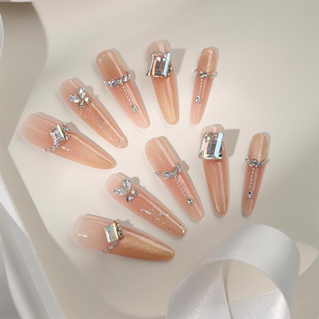 Zhuoshimei Cat Eye Champagne Luxury Removable Whitening Nail Patches