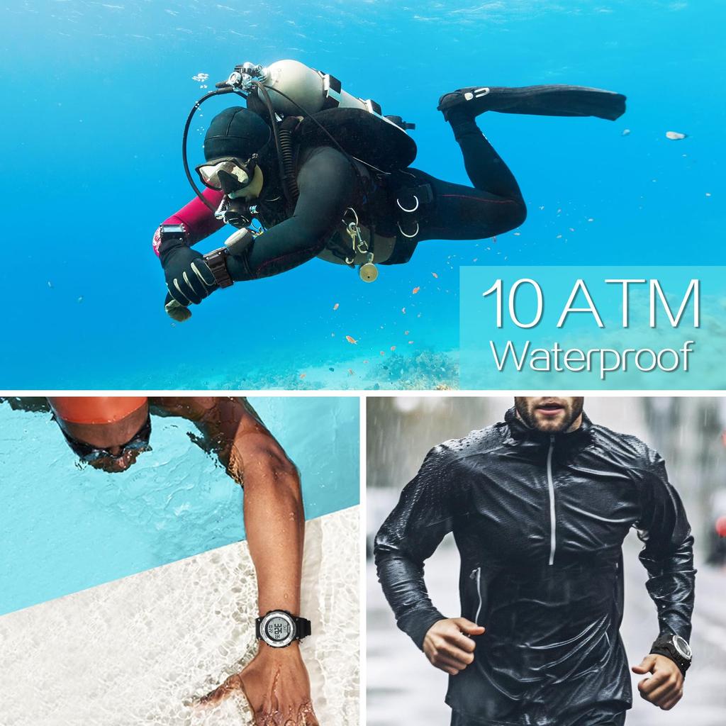 Digital Sports 10 Meter Water with Alarm Dual Time Ideal for Swimming and Diving Men's Watch, ATM/100 Resistant, Backlight, Clock, Stopwatch,
