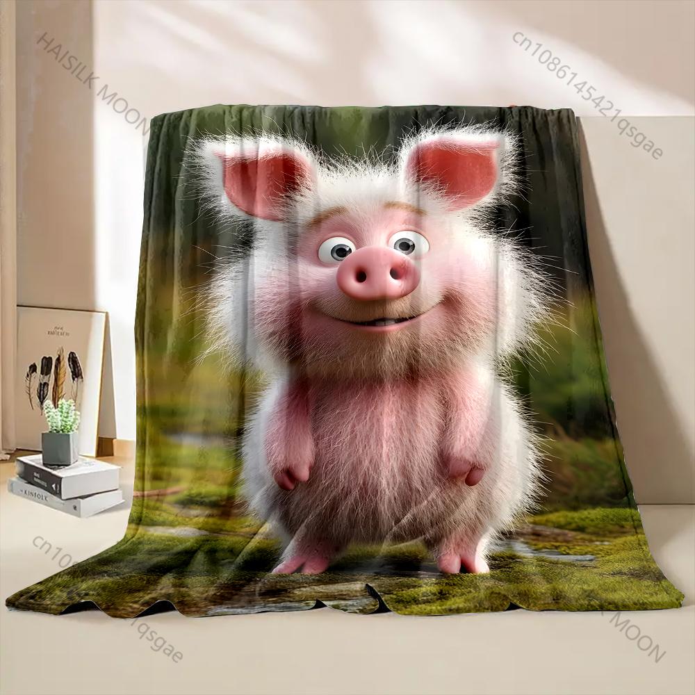 

Multiple sizes Fluffy pink rabbit Print Blanket Warm Soft for Children Adults Luxury Gifts Home Sofa Travel Camping 75x90cm