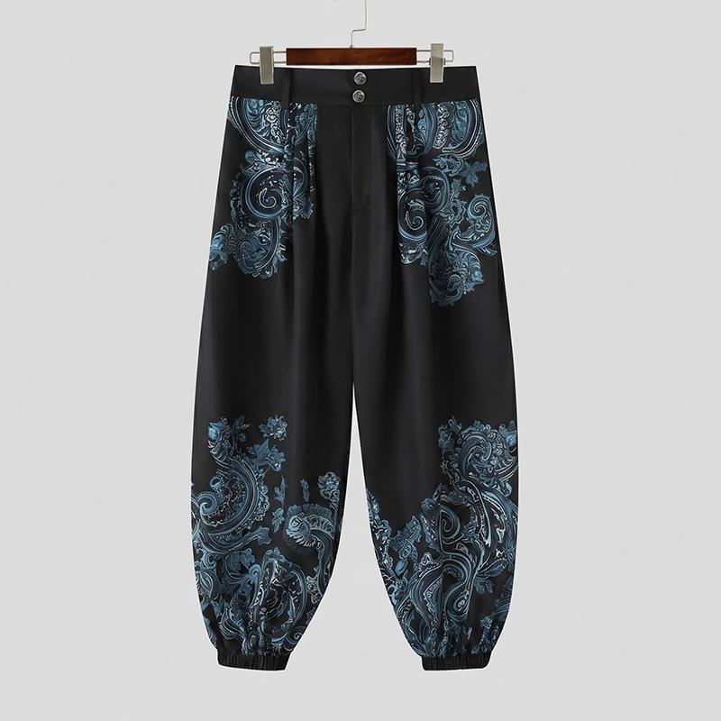 INCERUN Mens Ethnic Paisley Print Casual Loose Baggy Harem Pants Trousers