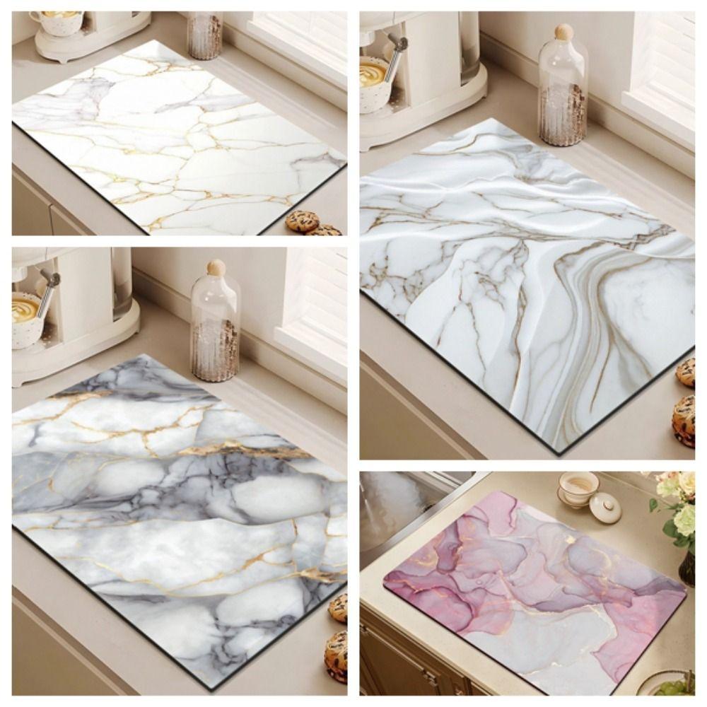 Quickly Dry Super Absorbent Marble pad Kitchen Coffee Bar Dish Drying Mat Multipurpose Drain Pad Hide Stain Placemat