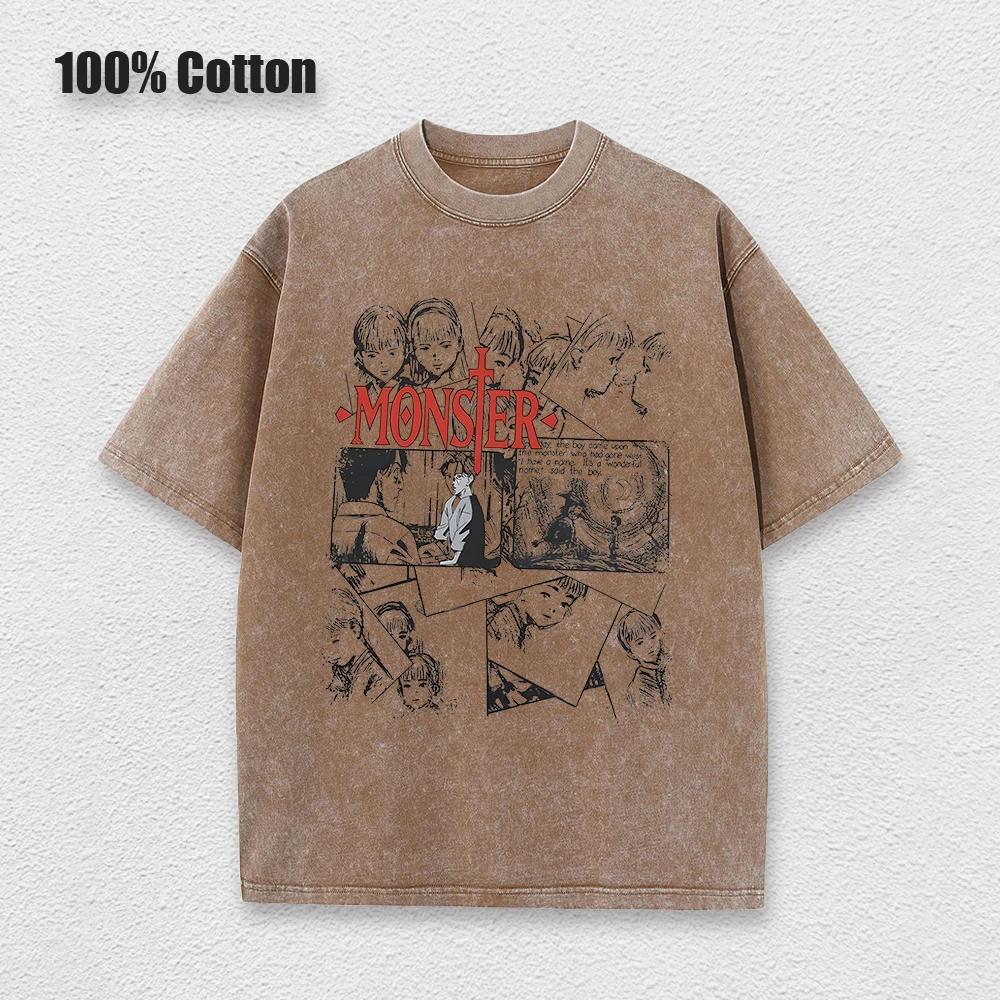 Unisex New Anime Monster T Shirts Washed Men Women Cotton Harajuku T-Shirts High Quality Retro for Men Women Tops Tees Unisex