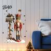 Christmas Atmosphere Wall Decals for Fridge Nutcracker Soldier Decal, Vintage Mailbox Snow Scene Self-Adhesive Party Background Decor Sticker,