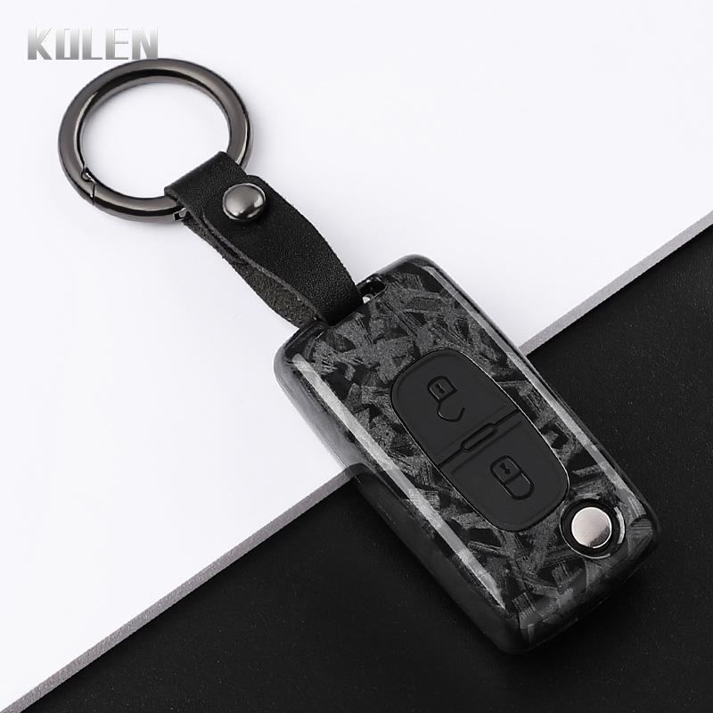 Abs Carbon Fiber Style Car Key Case Cover For Peugeot 107 207 307 308 407 607 3008 5008 For Citroen Xsara Picasso C5 C6 C8 Fob