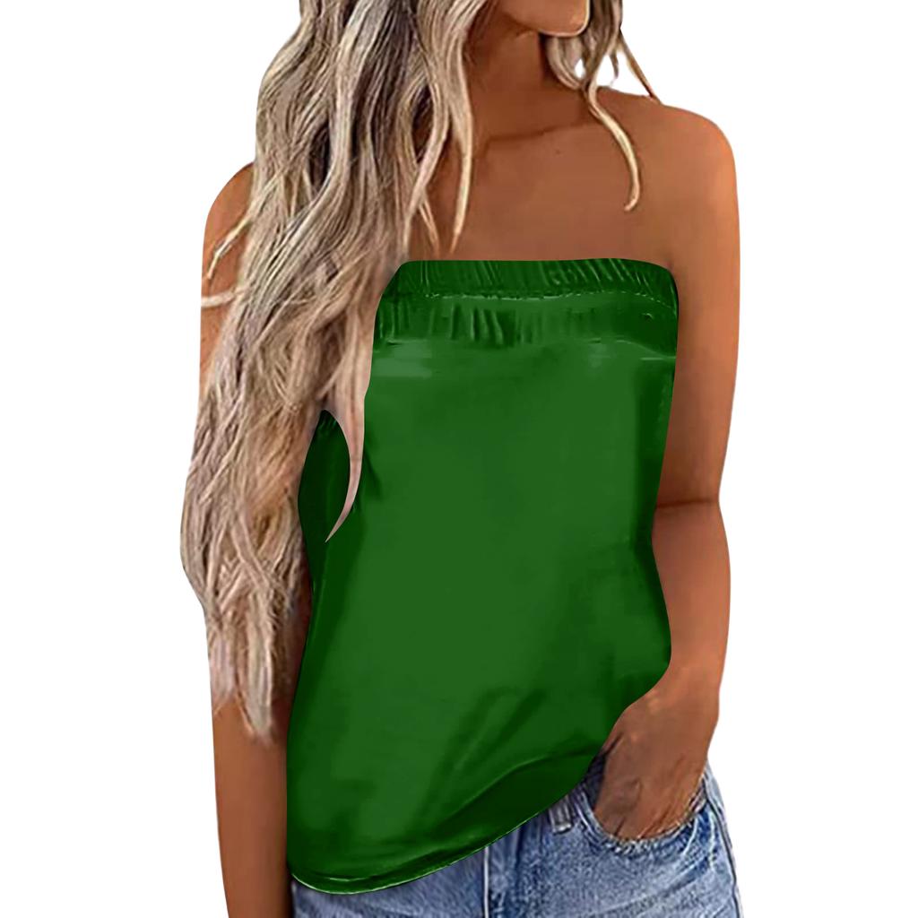 Top de Verano Sexy para Mujer sin Tirantes Hombros Descubiertos Banda Elástica
