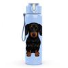 1PC Pure Black Dachshund Portrait 750ml Color Plastic Sports Water Bottle Leakproof Flip Straw Lid Suitable for Sports Office Home Use