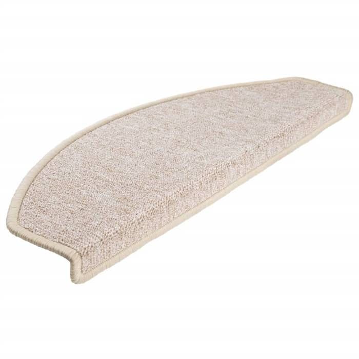 VidaXL Tapis d'escalier 15 pièces 65 x 24 x 4 cm Taupe Demi-rond Grand 133890