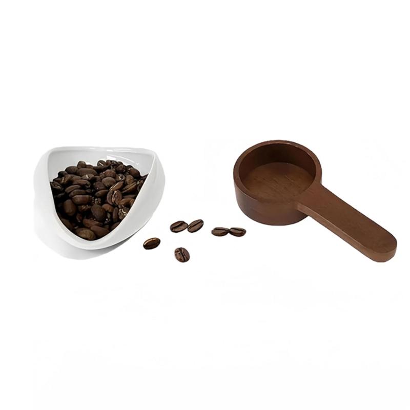 Coffee Dosing Tray Coffee Bean Dish Measuring Spoons Coffee Bean Tray Ceramic Coffee Bean Container for Coffee Lovers