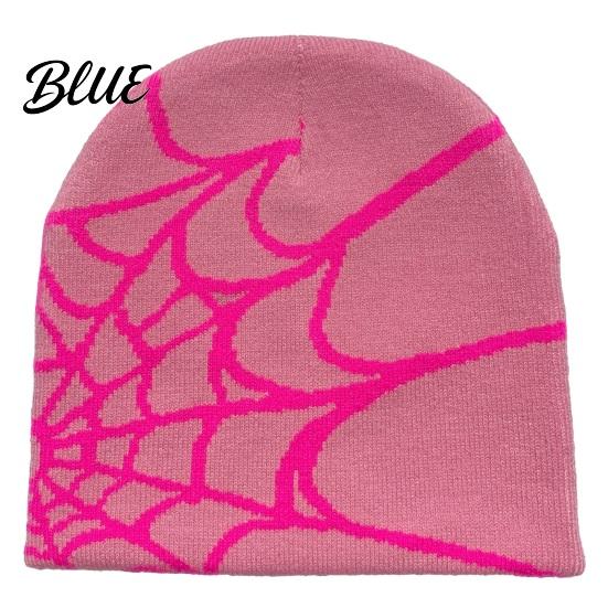 Halloween Party Cap Jacquard High Print Knitted Spider Web Winter Hat Unisex Beanie Elasticity Anti-shrink