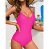 New One-piece Solid Color Swimsuit Bikini Sexy Backless Casual Vacation Swimsuit Women