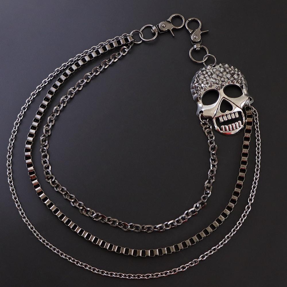 Punk Metal Skull Waist Chain With Spike Decor For Men And Women Fashion Accessory